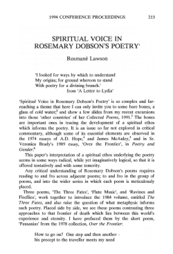 spiritual voice in rosemary dobson`s poetry1