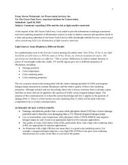 Comments regarding LEDs and the risk to light sensitive materials