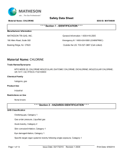 Safety Data Sheet Material Name: CHLORINE