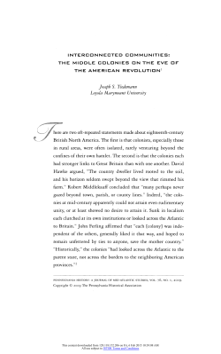 INTERCONNECTED COMMUNITIES: THE MIDDLE COLONIES ON