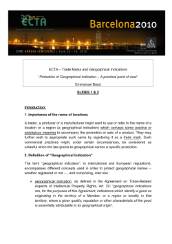 Protection of Geographical Indication &ndash; A practical point of view