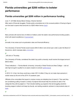 Florida universities get $200 million to bolster performance