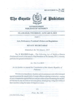 The Constitution (Twenty-first Amendment) Act, 2015 (Act No. I of