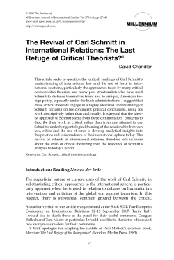 The Revival of Carl Schmitt in International Relations: The Last