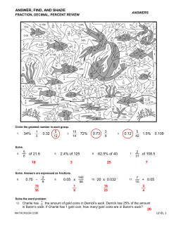 ANSWER, FIND, AND SHADE 20 18 3 25 7 of 21.6 0.05 + 62.5% of