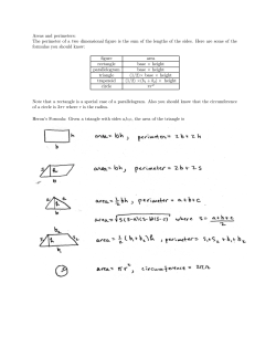 Area, perimeter, volume and surface area