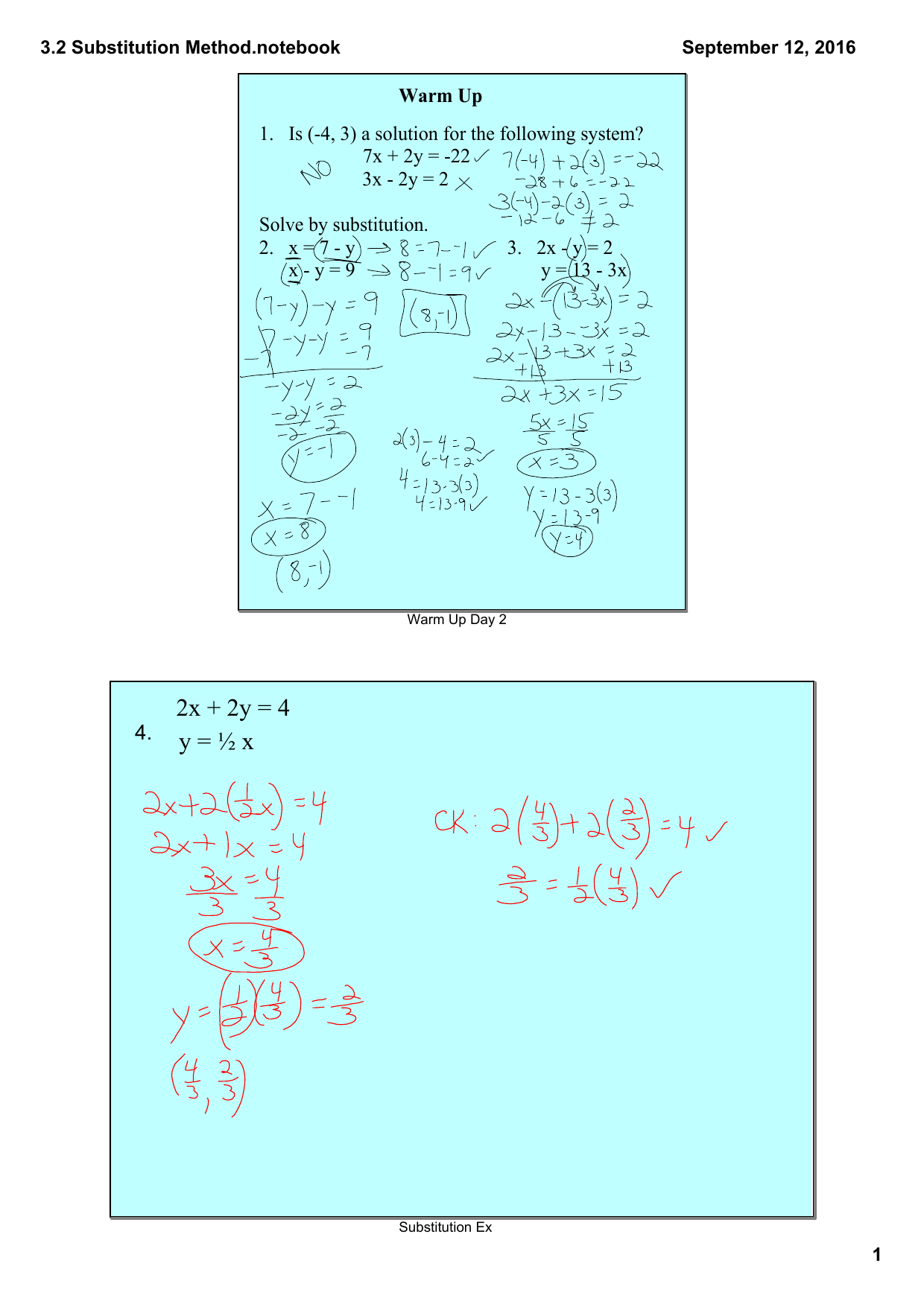 3 2 Substitution Method Notebook