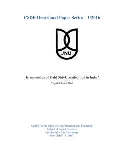 Hermeneutics of Dalit Sub-Classification in India