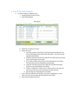 1. End of Day Daily Deposits