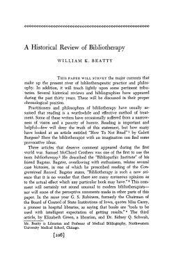 A Historical Review of Bibliotherapy
