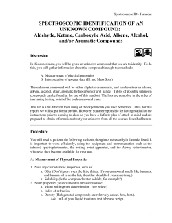 SPECTROSCOPIC IDENTIFICATION OF AN UNKNOWN COMPOUND