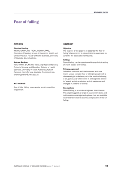 Fear of falling - Australian Journal of Advanced Nursing