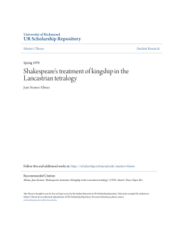 Shakespeare`s treatment of kingship in the Lancastrian tetralogy