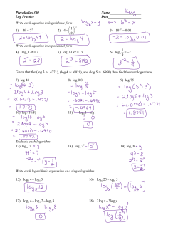 Precalculus 300 Name__________________ Log