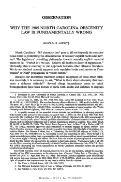observation why the 1985 north carolina obscenity law is
