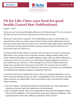 Fit for Life: Chew your food for good health (Laurel