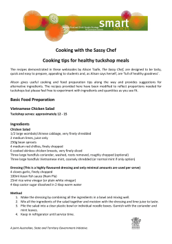 Cooking with the Sassy Chef - Cooking tips for healthy tuckshop meals
