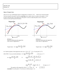 MATH 1910 Section 2.6 f x . ( ) ( ) lim f a h f a m h + &minus; = ( ) ( ) lim