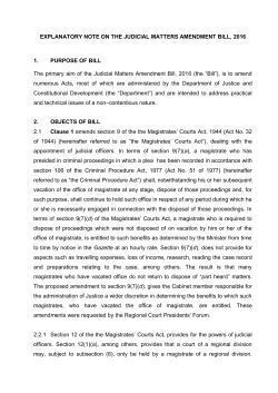 EXPLANATORY NOTE ON THE JUDICIAL MATTERS AMENDMENT