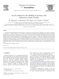 A new method for the labelling of proteins with radioactive arsenic