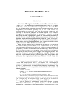 Disclosures About Disclosure - Robert H. McKinney School of Law