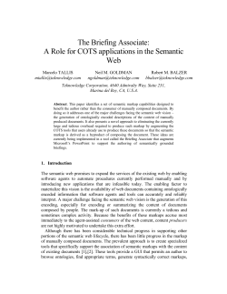 A Role for COTS applications in the Semantic Web