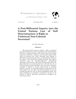 A Post-Millennial Inquiry into the United Nations Law of Self