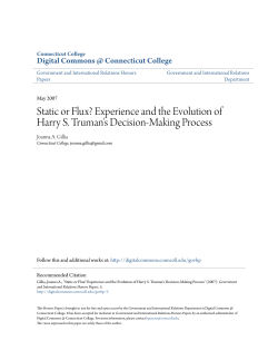 Experience and the Evolution of Harry S. Truman`s Decision