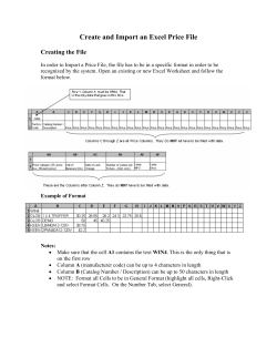 Create and Import an Excel Price File