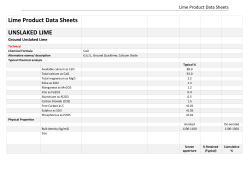 Lime Product Data Sheets UNSLAKED LIME
