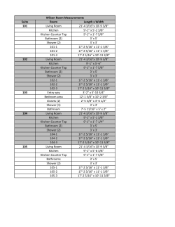 Suite Room Length x Width 101 Living Room 21`-4 3/16"x 10`