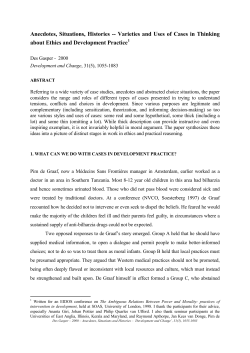 Anecdotes, Situations, Histories -- Varieties and Uses of Cases in