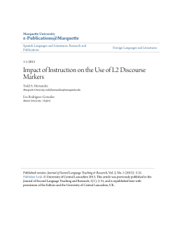 Impact of Instruction on the Use of L2 Discourse Markers