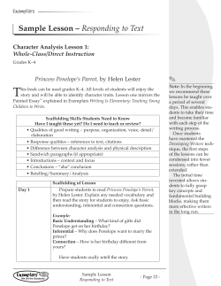 Sample Lesson &ndash; Responding to Text