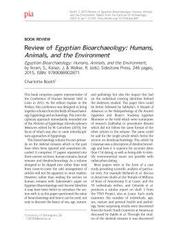 Review of Egyptian Bioarchaeology: Humans, Animals, and the