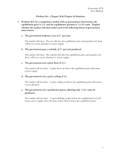 Economics 3070 Prof. Barham 1 Problem Set &ndash; Chapter 10