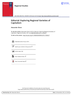 Editorial: Exploring Regional Varieties of`Capitalism