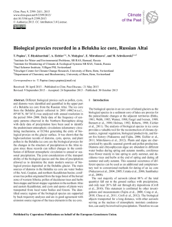 Biological proxies recorded in a Belukha ice core, Russian Altai