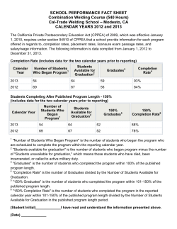 SCHOOL PERFORMANCE FACT SHEET Combination Welding