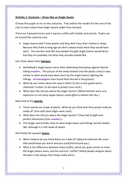 Activity 1: Costume &ndash; Dress like an Anglo Saxon