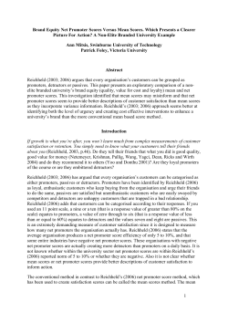 Brand Equity Net Promoter Scores Versus Mean Scores