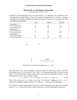 Homework 11: Earthquake Seismology