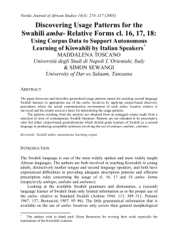 Discovering Usage Patterns for the Swahili amba