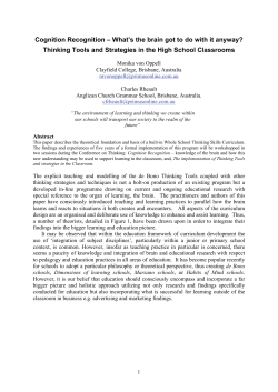 Cognition Recognition &ndash; What`s the brain got to do with it anyway