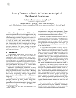 Latency Tolerance: A Metric for Performance Analysis of