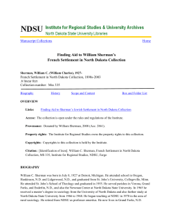 Finding Aid to William Sherman`s French Settlement in North Dakota
