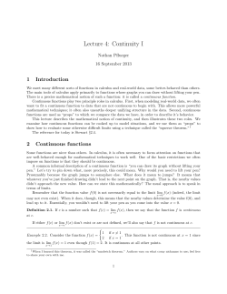 Lecture 4: Continuity I