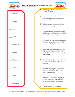 CRITICAL THINKING: Vocabulary Matching