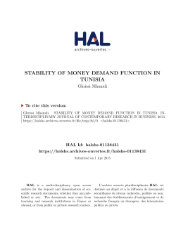 stability of money demand function in tunisia - Hal-SHS