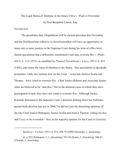 The Legal Status of Abortion in the States if Roe v. Wade is